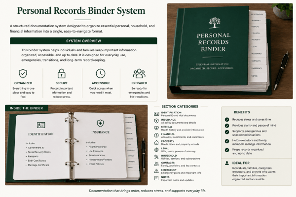 Personal Records Binder Sample