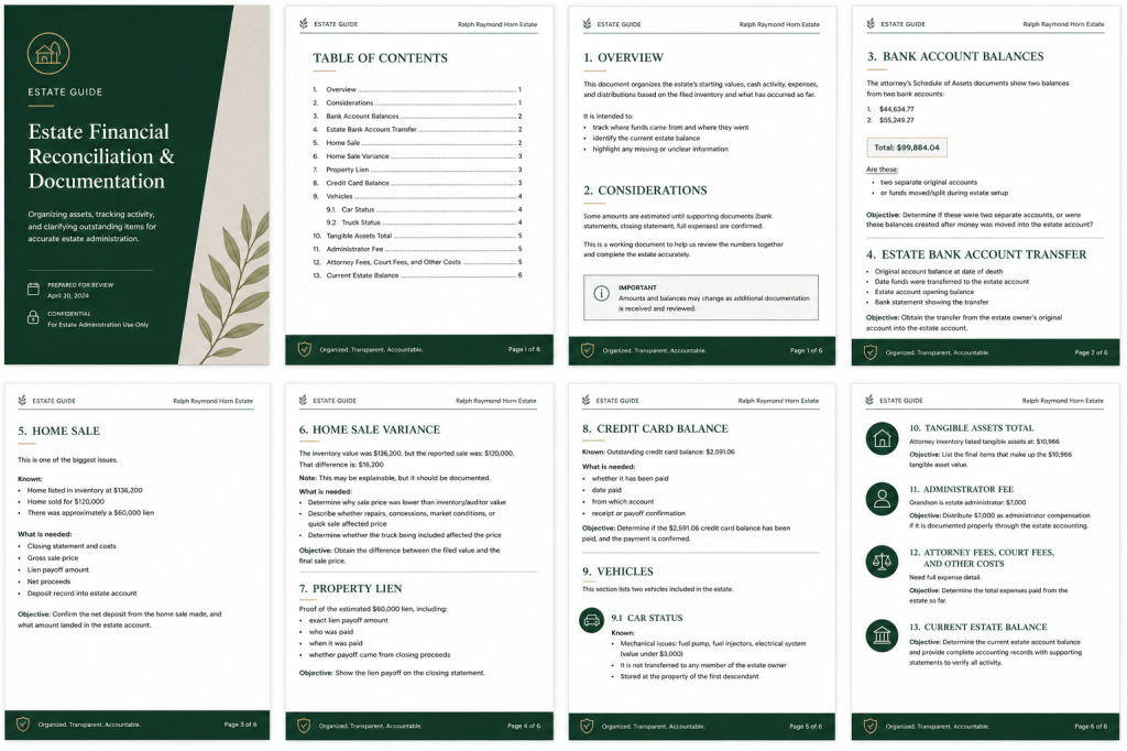 Financial and estate organization sample